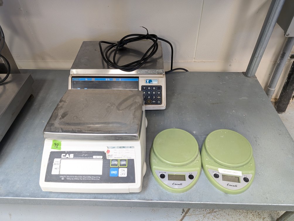CAS SW-1W Series Washdown Portion Control Scale, Digi Computing Scale and (2) Misc Scales