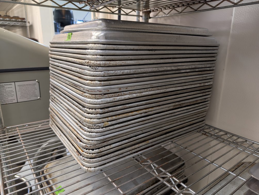 Stack of Commercial Grade Aluminum Full Size Sheet Pans