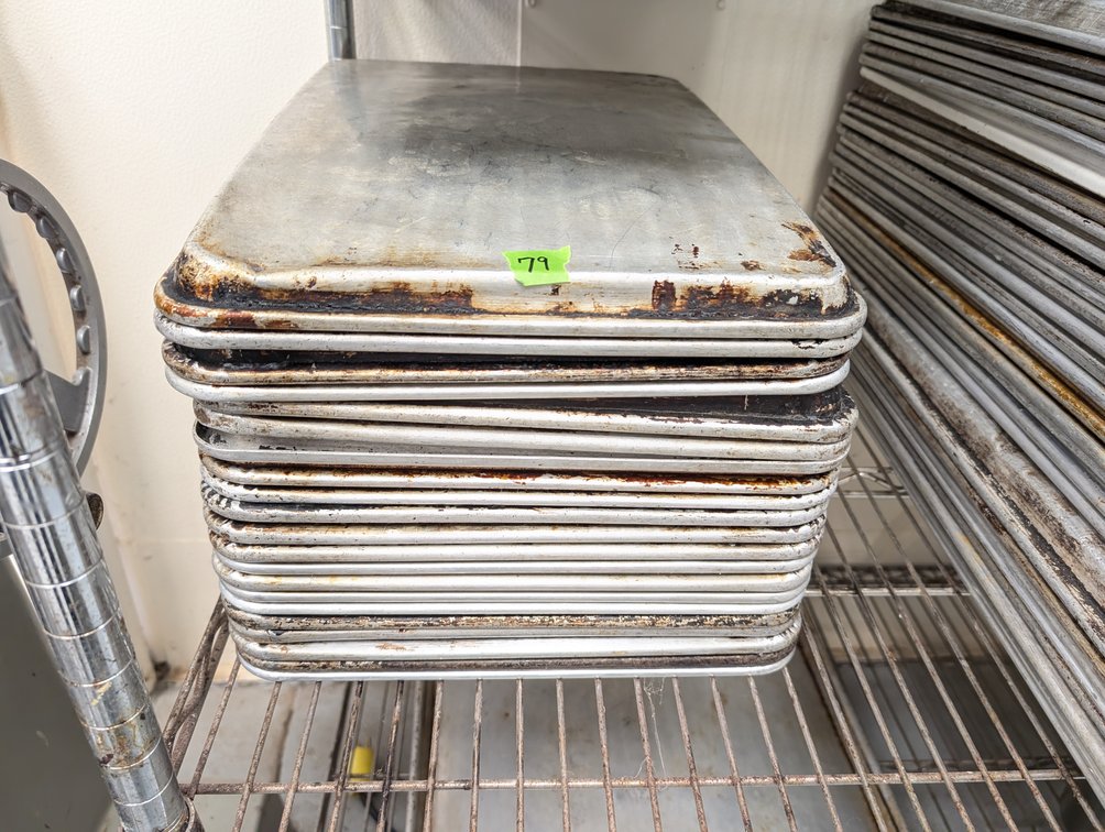 Stack of Commercial Grade Aluminum Full Size Sheet Pans