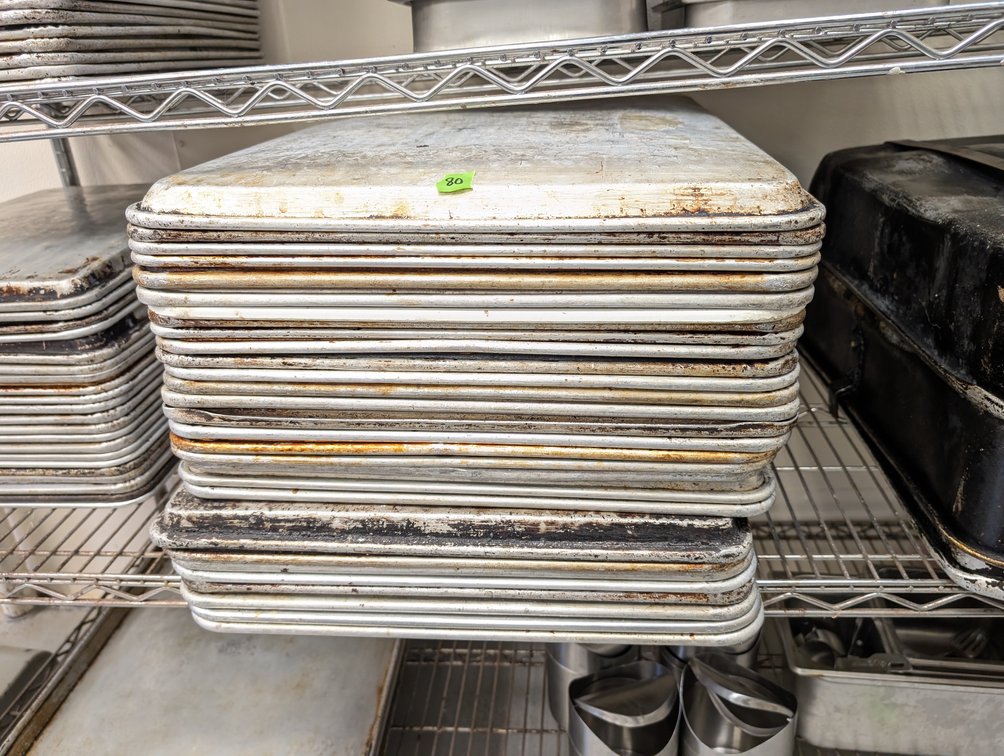Stack of Commercial Grade Aluminum Full Size Sheet Pans