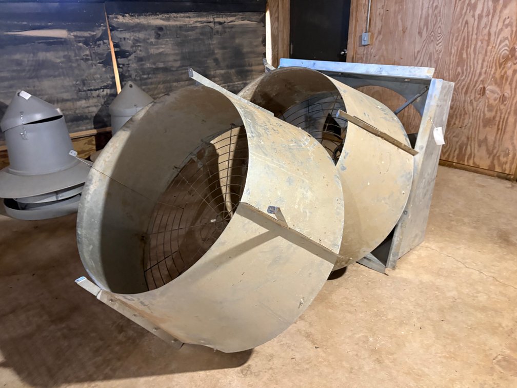 Barn Fan and (2) Galvanized Shrouds