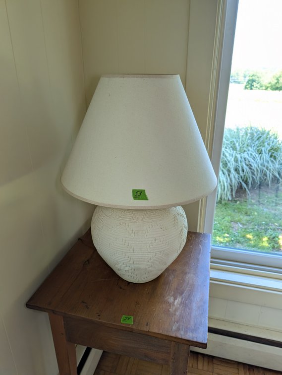 Contemporary Textured White Ceramic Vase-Form Table Lamp