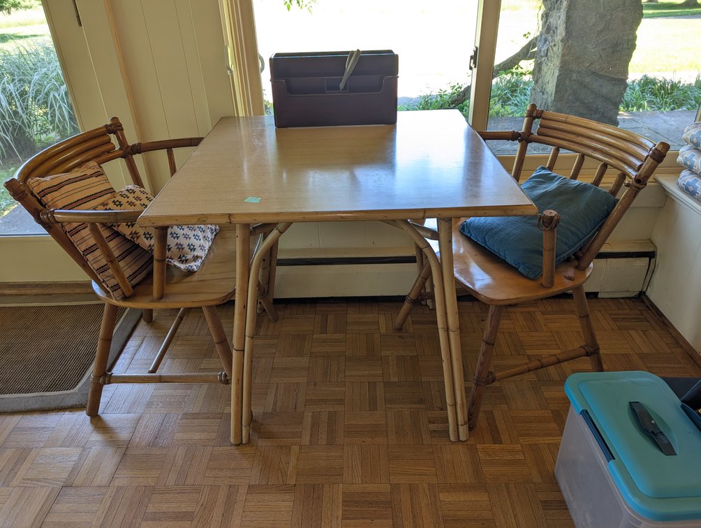 3-Piece Rattan & Bamboo Casual Dining Set (Table & 2 Chairs)