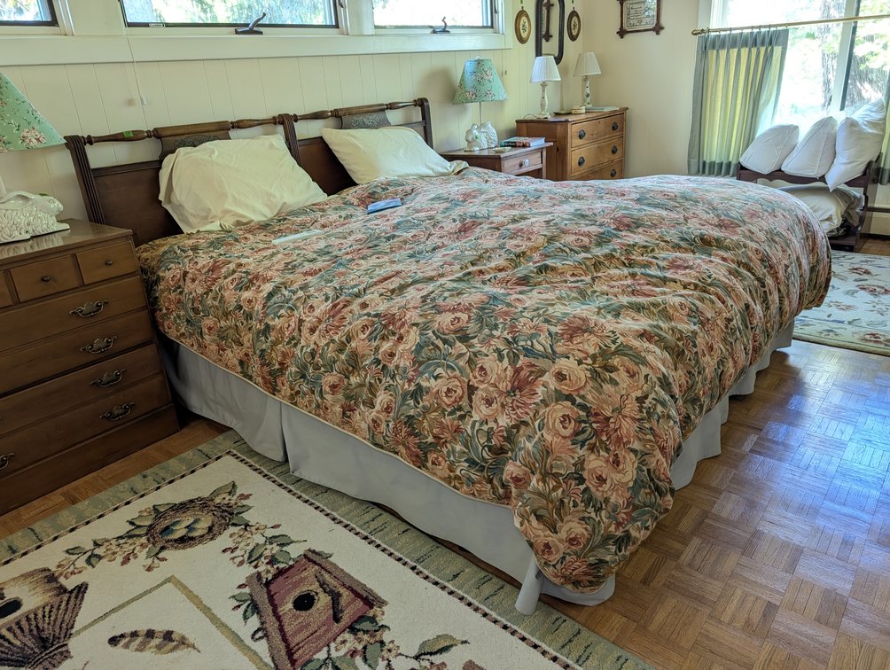 Mid-Century Wooden Queen/Full Size Bed Frame with Matching Headboard