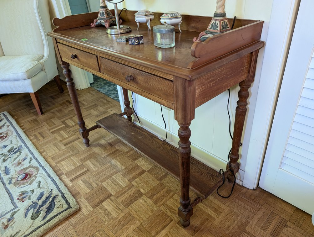 Antique Two-Drawer Table with Gallery