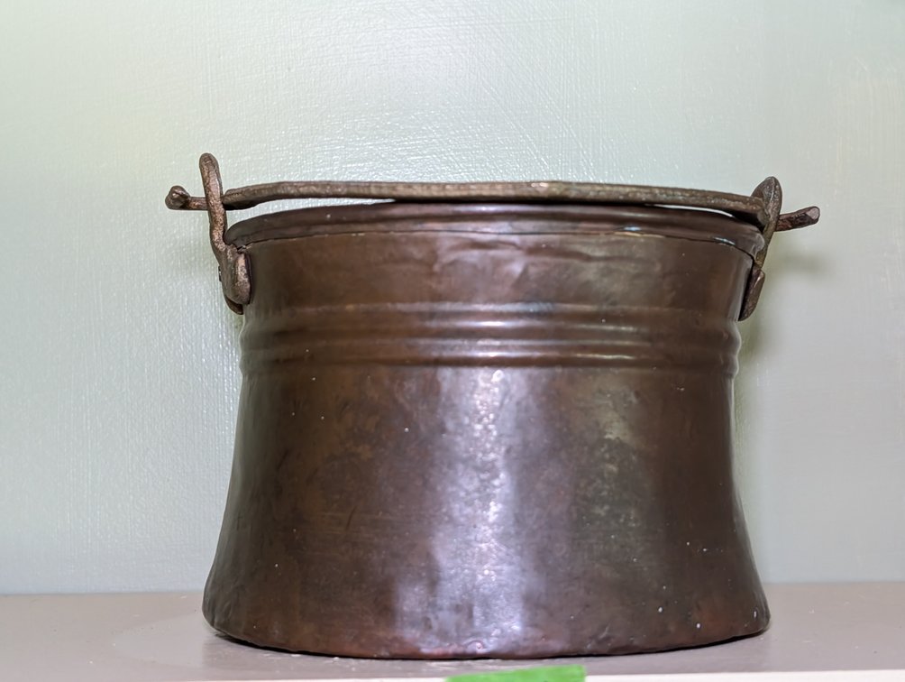 Antique Mini Hand-Hammered Copper Kettle / Cauldron with Handle