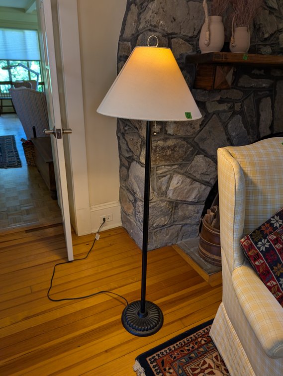Traditional Black Metal Floor Lamp with Cream Conical Shade