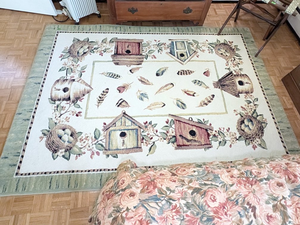 Birdhouse and Feather Motif Area Rug