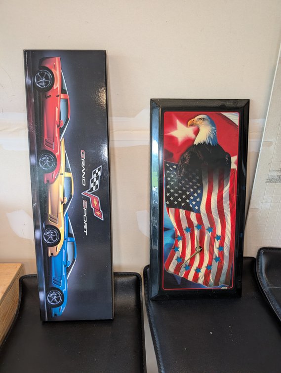 Corvette Grand Sport Canvas/Sign & Patriotic Bald Eagle Wall Clock