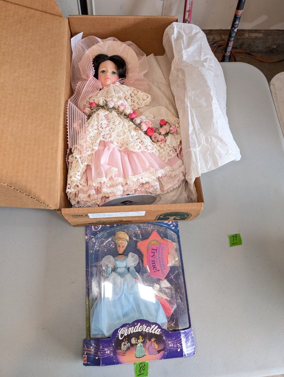 Lot of (2) Collectible Dolls: Pittsburgh Originals Porcelain Doll & Mattel Musical Cinderella