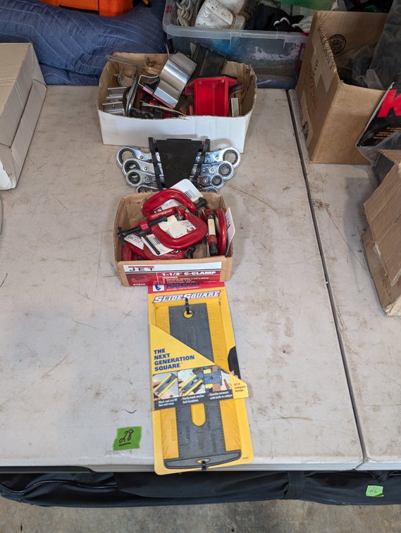 Hanson Slide Square, JET C-Clamps & Assorted Clamping Tools Lot