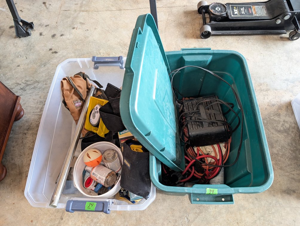 Garage / Electrical / Drilling Storage Totes Lot with Cords & Supplies