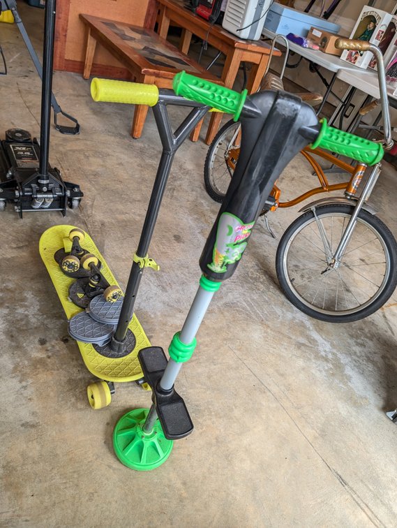 Outdoor Toys & Ride-On Lot: Caster Skateboard, Pogo Stick & Scooter