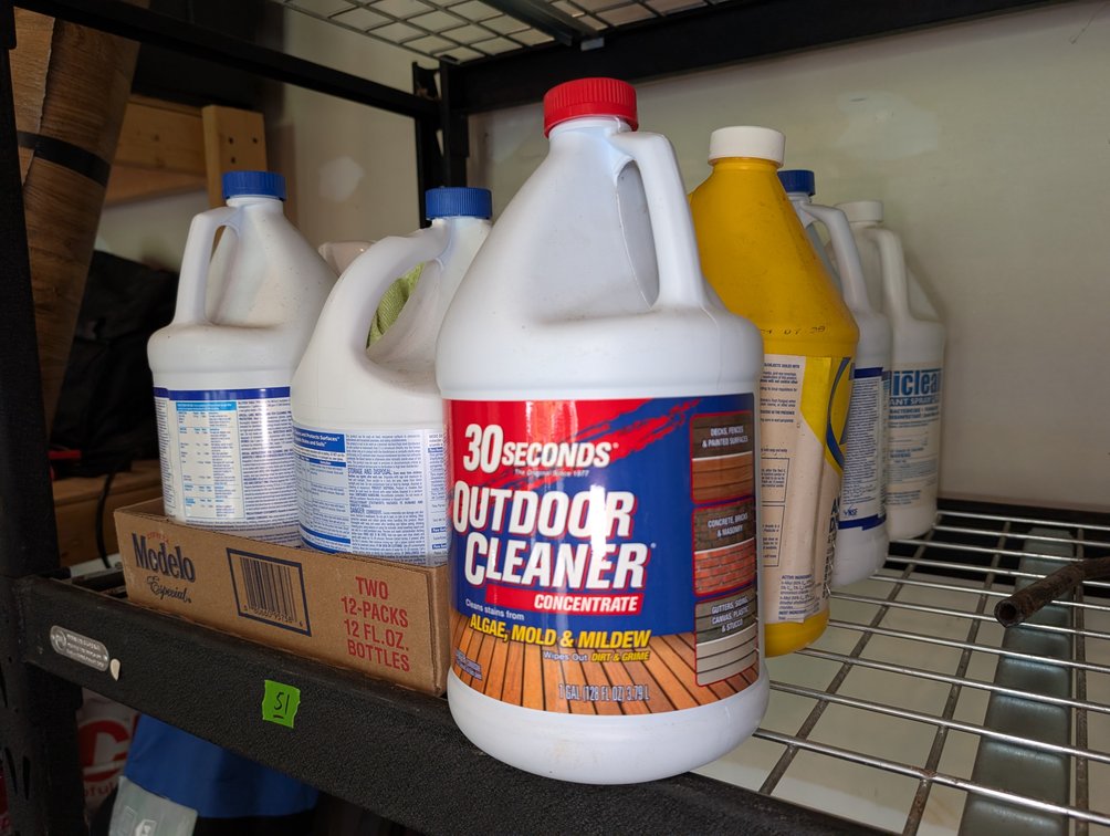 30 Seconds Outdoor Cleaner & Assorted Cleaning / Disinfectant Jugs Lot