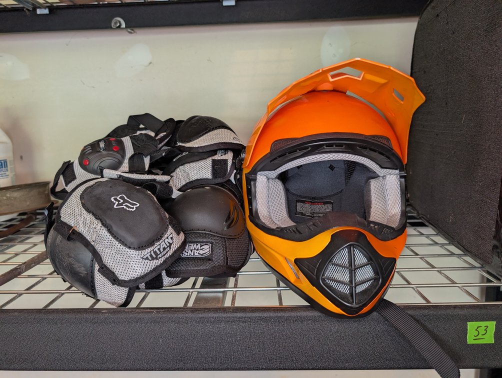 Youth Orange Motocross Helmet & Fox Titan Protective Gear Set