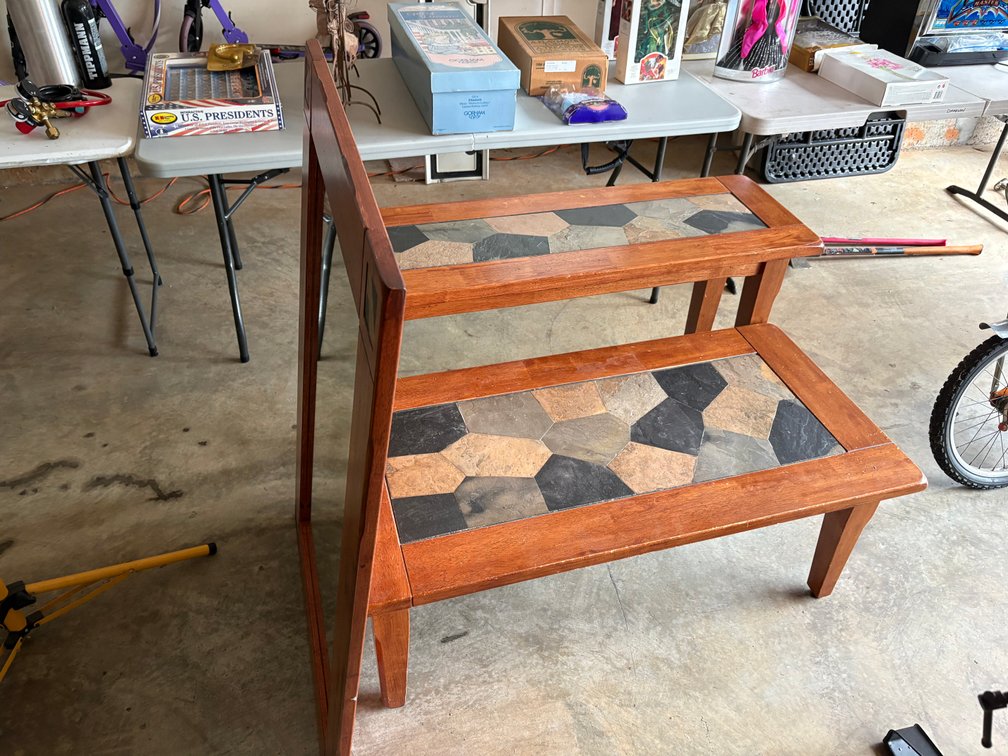 Coffee Table, Sofa Table with Faux Slate Inlay Tops and Mirror