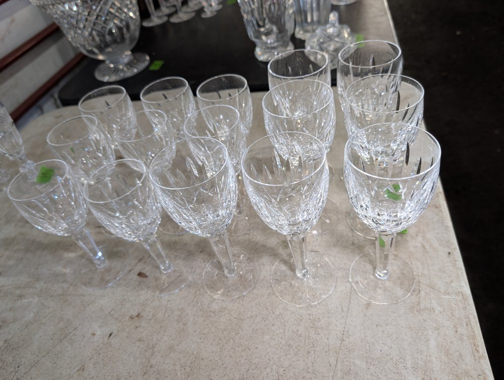 (15) Waterford Cut Crystal Wine and Water Goblets
