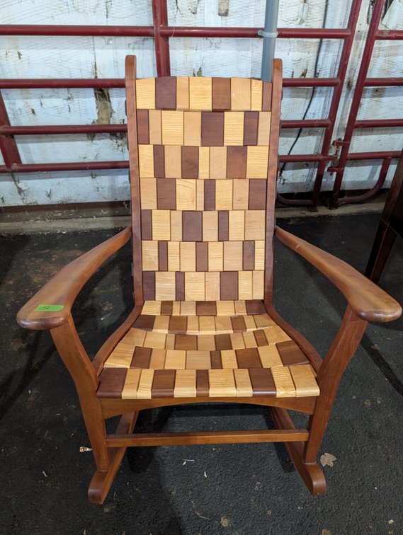 Mid-Century Modern Style Solid Wood Weave Rocking Chair with Multi-Tone Finish