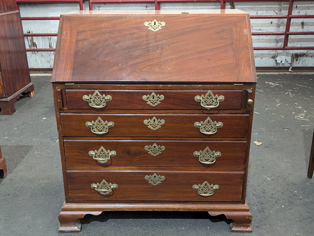 Antique Chippendale Style Slant Front Mahogany Secretary Desk