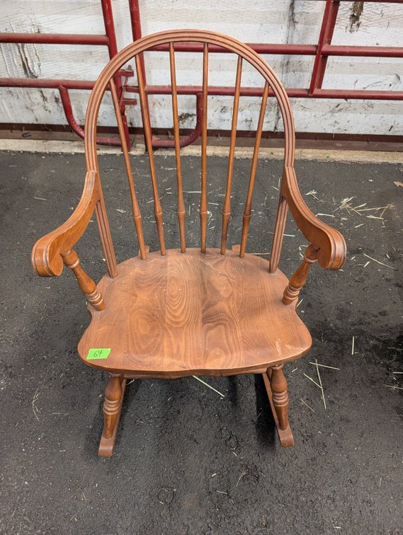 Vintage Windsor Style Spindle Back Oak Rocking Chair