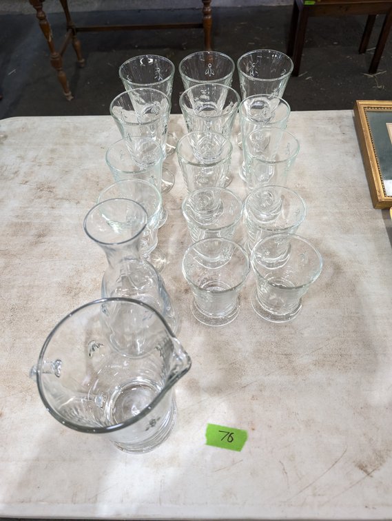 La Rochere Style Bee-Etched Glassware: Water Goblets, Juice Glasses, and Pitcher