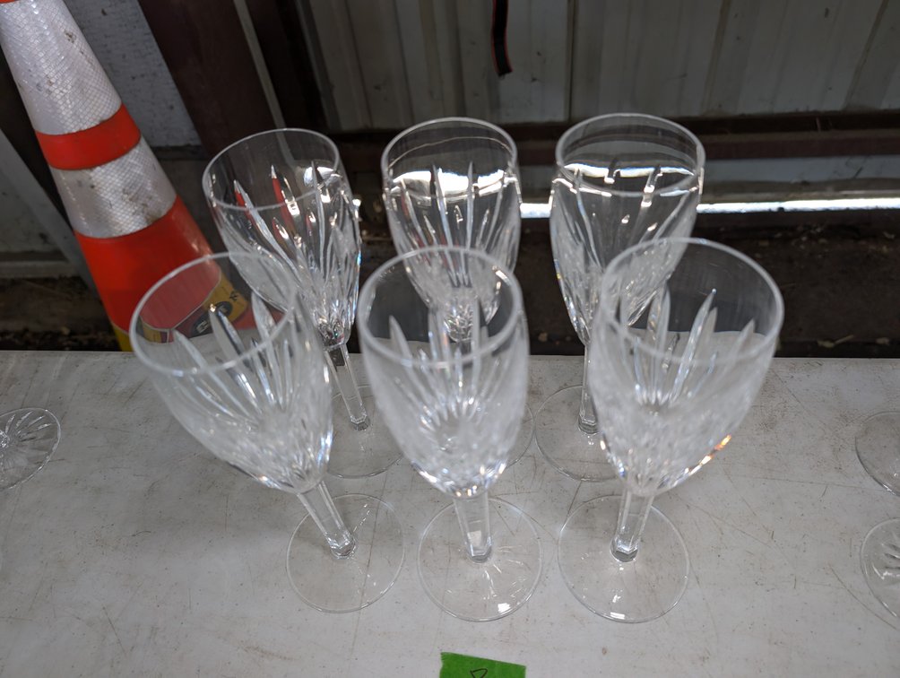 (6) Tall Waterford Crystal Champagne Flutes
