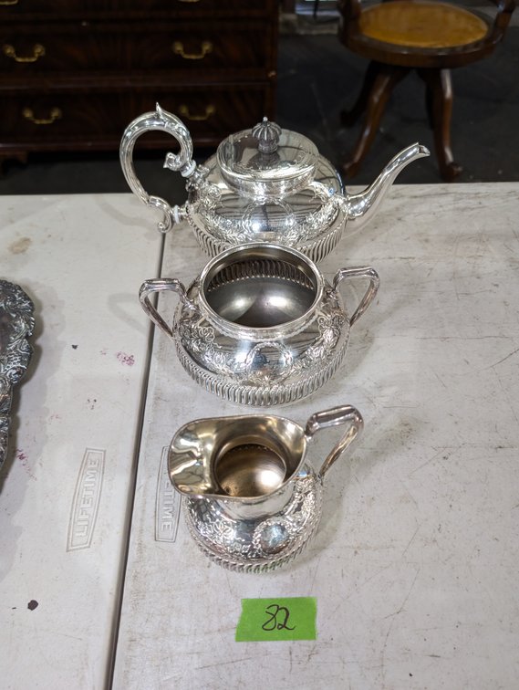 Victorian Style 3-Piece Silver Plate Tea Service