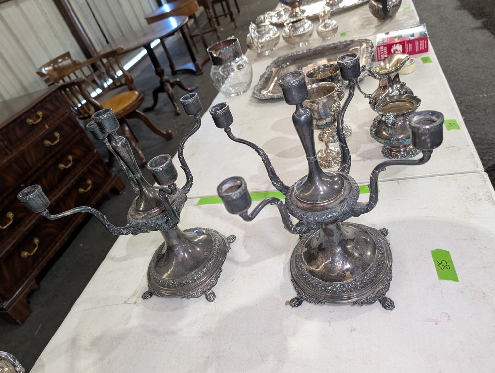 Pair of Tiffany & Co Ornate Five-Light Sterling Silver Candelabras