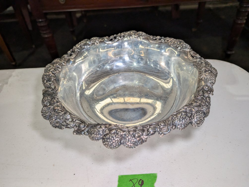 Tiffany & Co Sterling Silver Serving Bowl with Grape Motif
