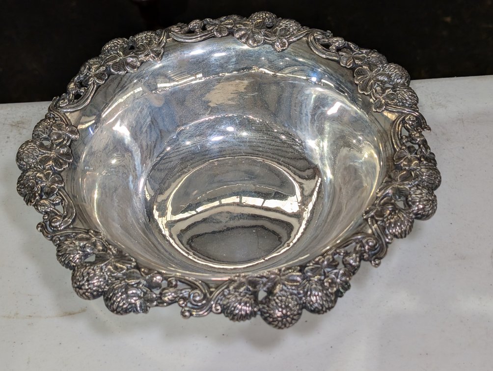 Tiffany & Co Deep Sterling Silver Serving Bowl with Repoussé Rim