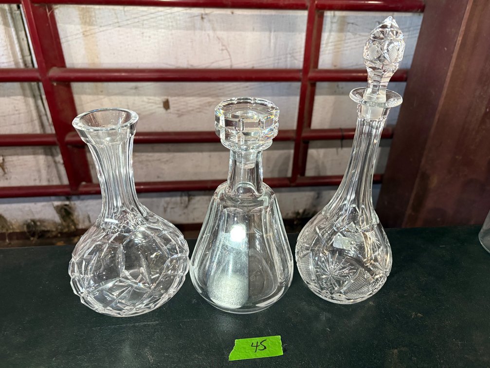 (3) Vintage Cut Crystal Decanters