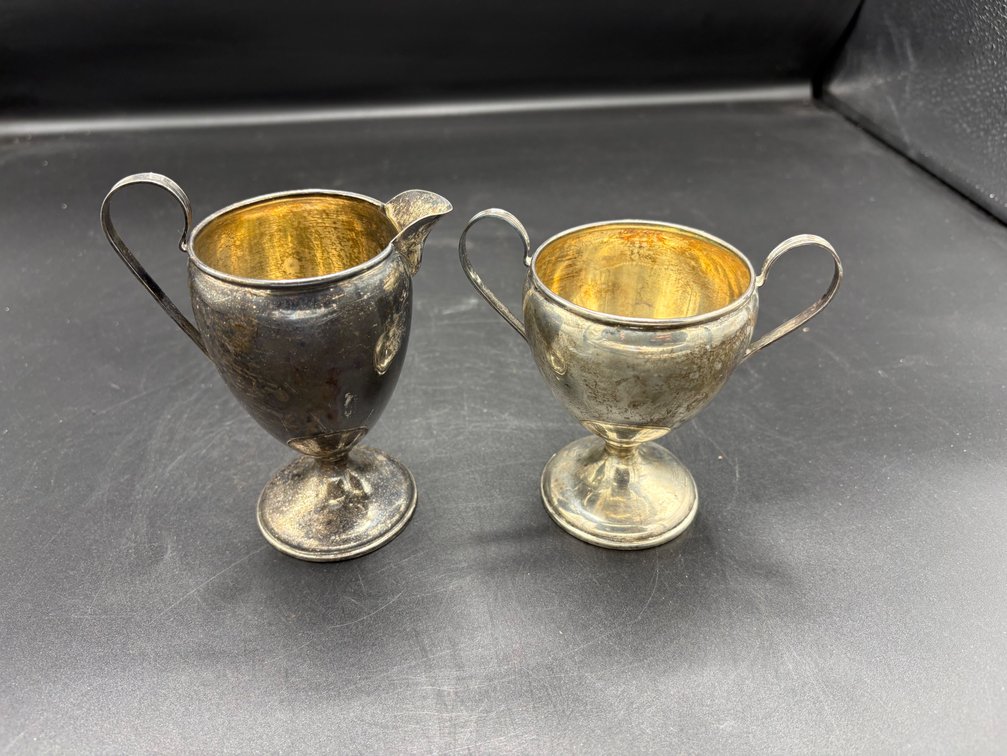 Vintage Sterling Silver Grouping: Creamer, Sugar Bowl