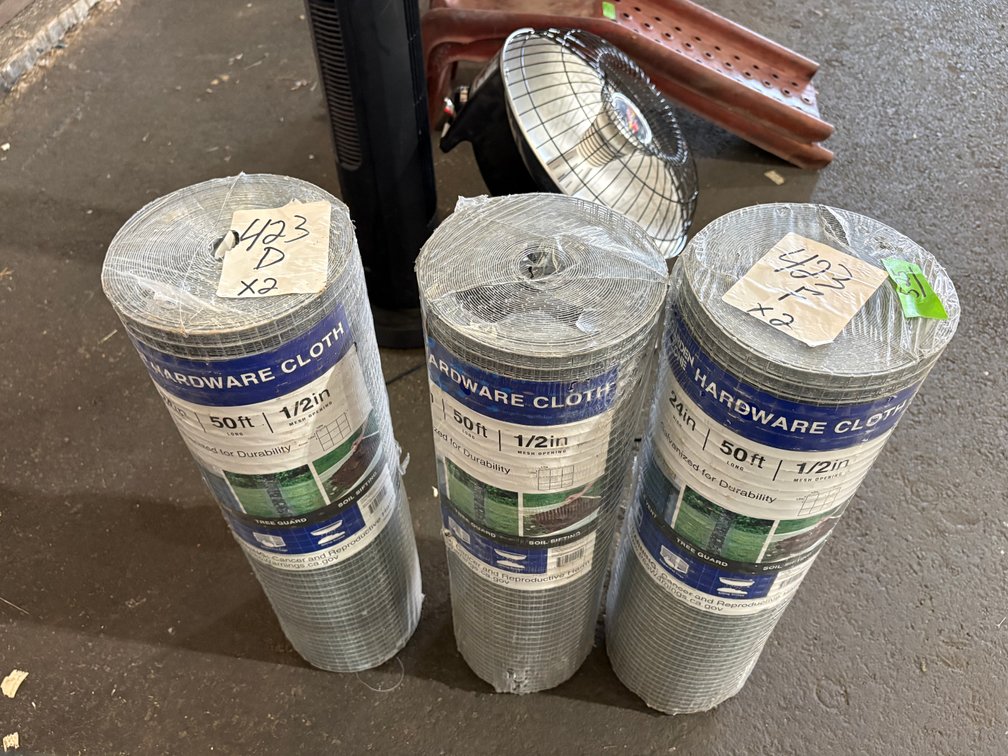 Lot of 3 Rolls 24-Inch x 50-Foot 1/2-Inch Mesh Galvanized Hardware Cloth