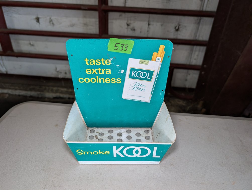 Vintage KOOL Cigarettes Countertop Display Bin - "Taste Extra Coolness"