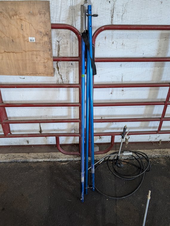 Blue Telescoping Pole Set with High-Pressure Hose and Trigger Gun