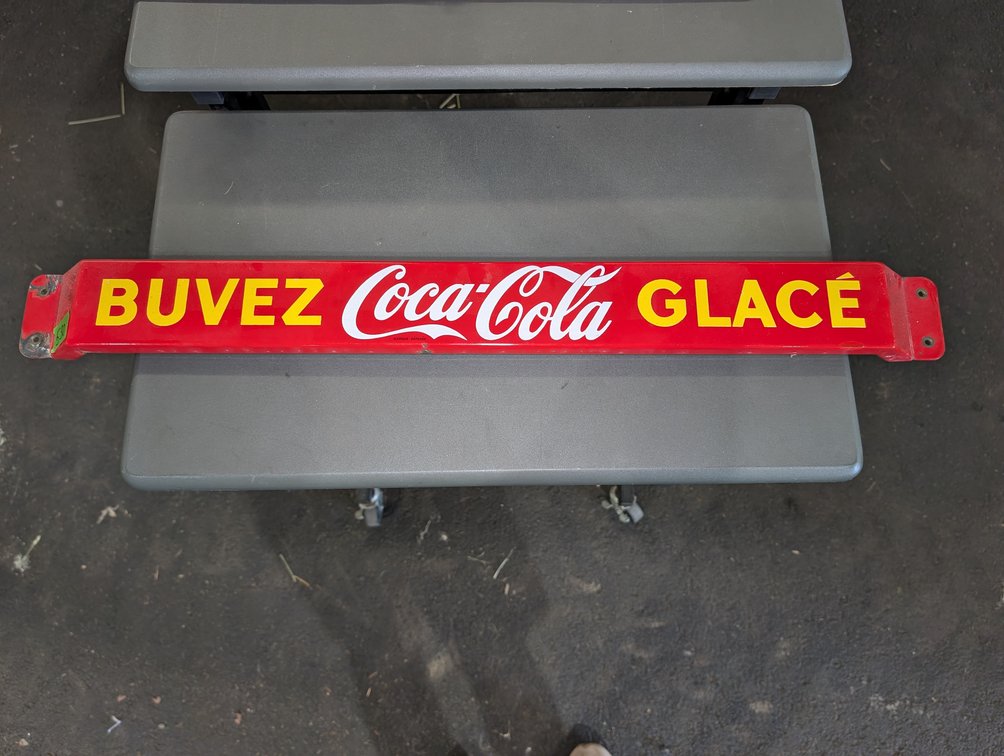 Vintage Coca-Cola "Buvez Coca-Cola Glacé" Metal Door Push Bar