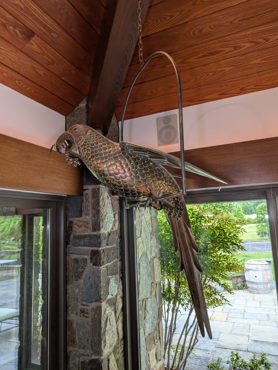 Large Decorative Metal Parrot Hanging Sculpture