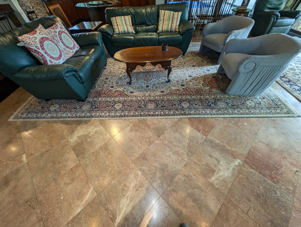 Large Area Rug with Floral Medallion and White Border