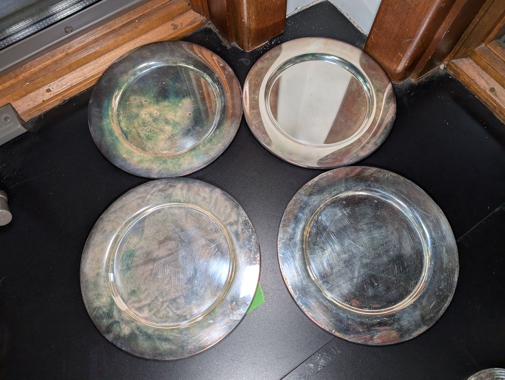 Set of 4 Silver-Plated Charger Plates or Large Circular Platters
