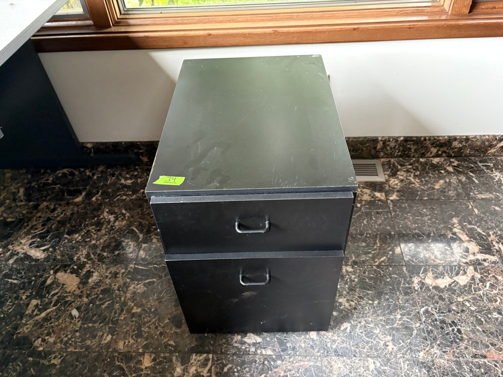 Black Two-Drawer Metal Mobile Filing Cabinet