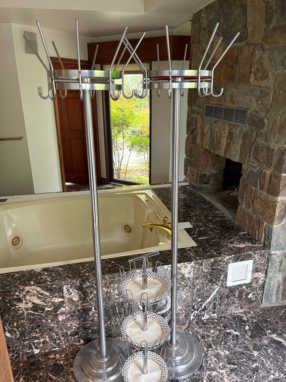 (2) Heavy Based Coat Stands and Tier Rack