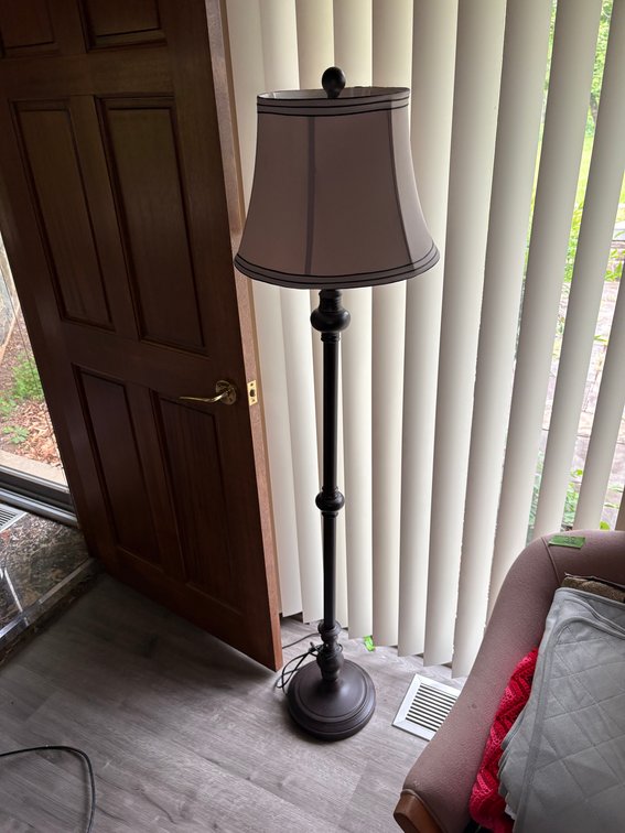 Traditional Floor Lamp with Tapered Fabric Shade and Bronze-Tone Finish