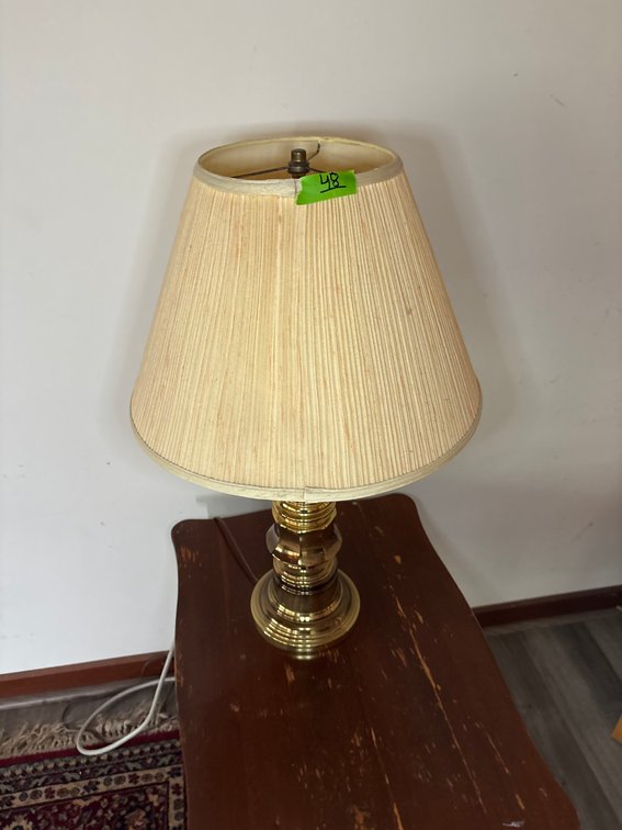 Classic Polished Brass Table Lamp with Pleated Fabric Shade