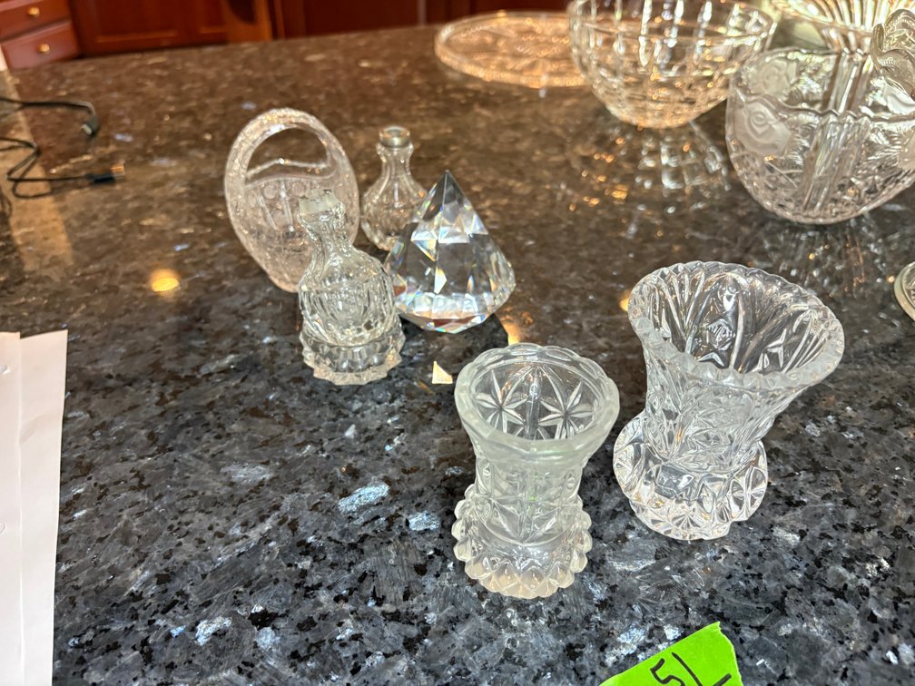 Collection of Assorted Crystal Glassware - Small Vases and Trinkets