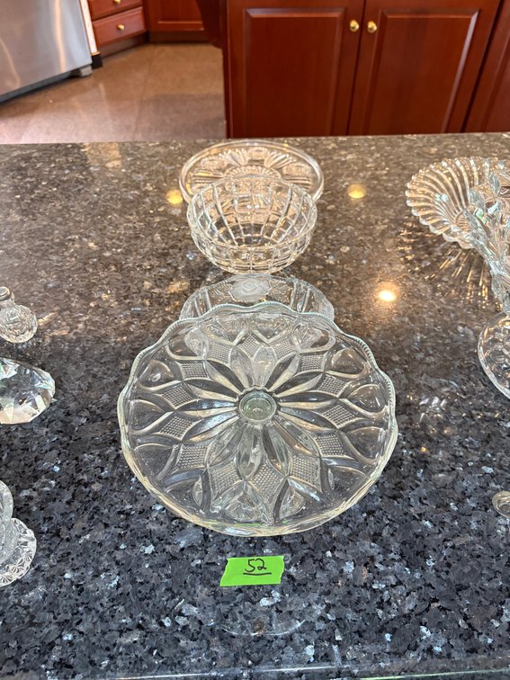 Vintage Pressed Glass Serving Bowls and Scalloped Dish Set
