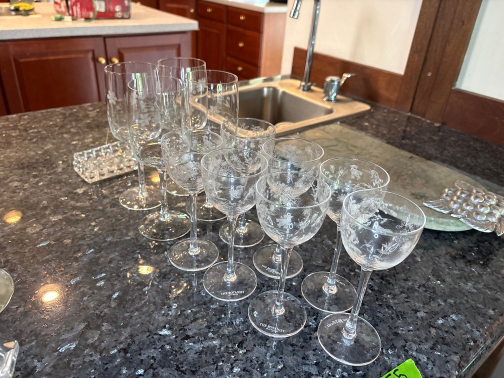 (12) 'The Botanist' Etched Floral Stemware Glasses