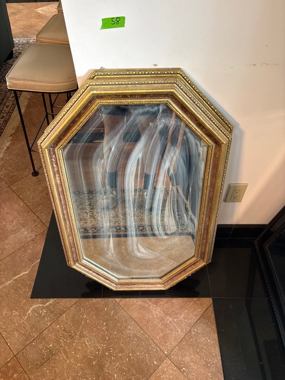 (2) Octagonal Beveled Wall Mirror with Gilt Finish Frame