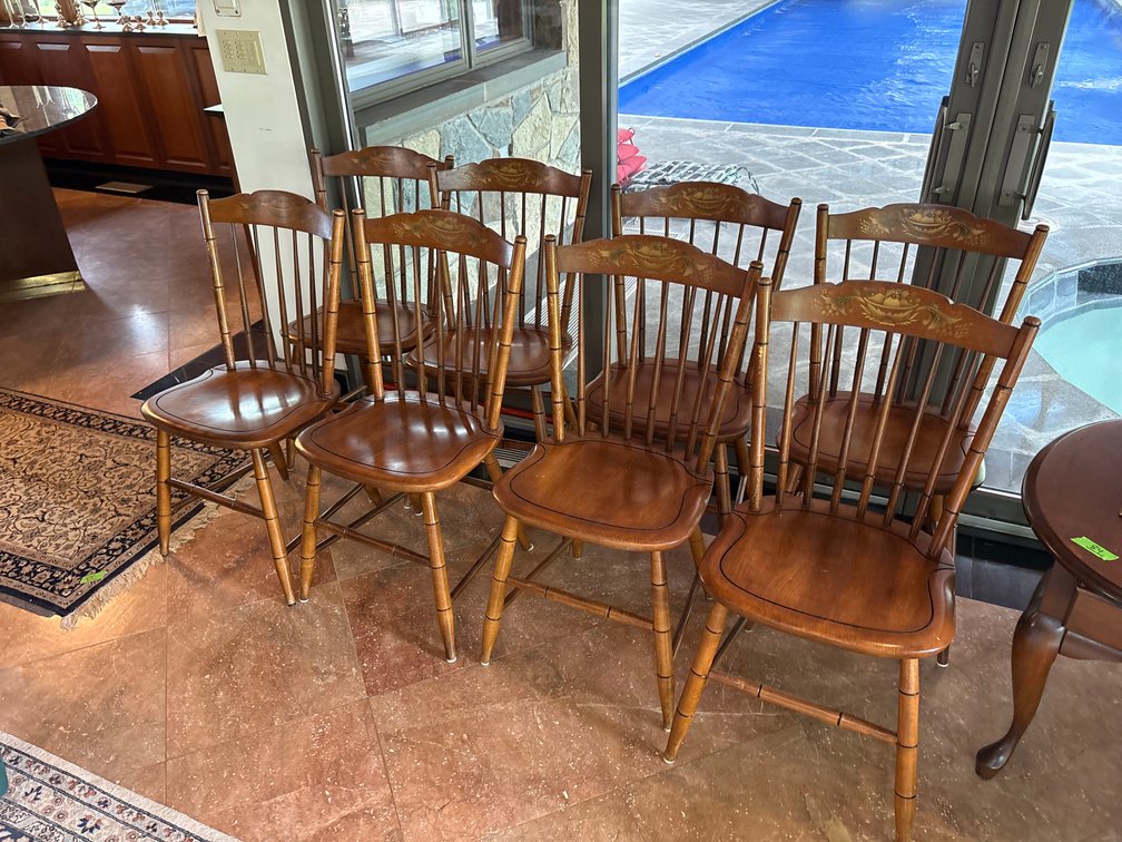 Set of 6 Vintage Hitchcock-Style Stenciled Harvest Side Chairs