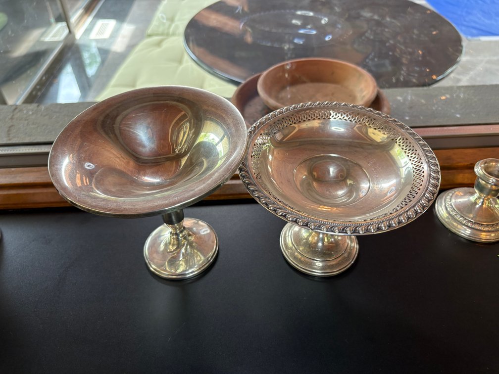 (2) Sterling Silver Pedestal Candy Dishes, One with Pierced Rim