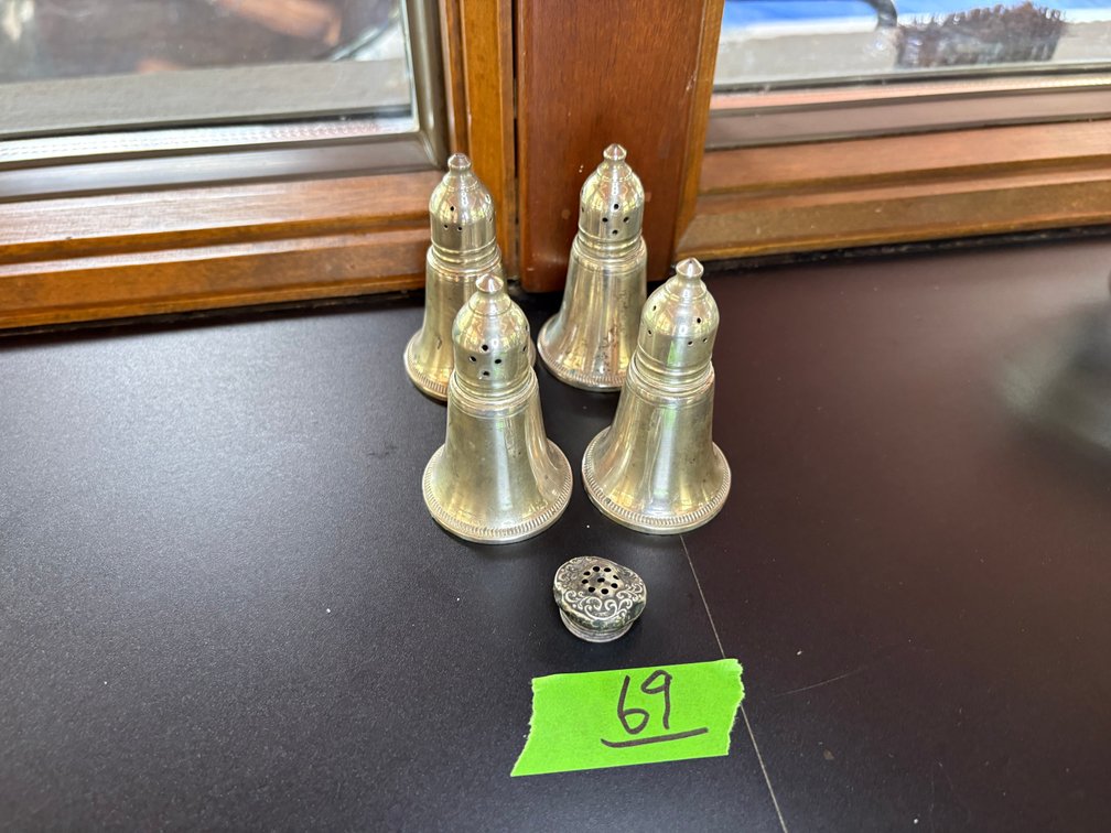 Set of Four Sterling Silver Salt and Pepper Shakers